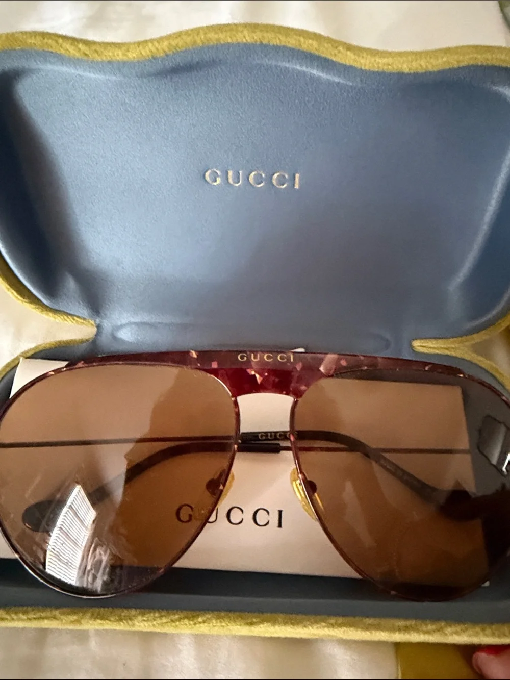 Gucci Burgundy  Frame Sunglasses with Brown Lenses